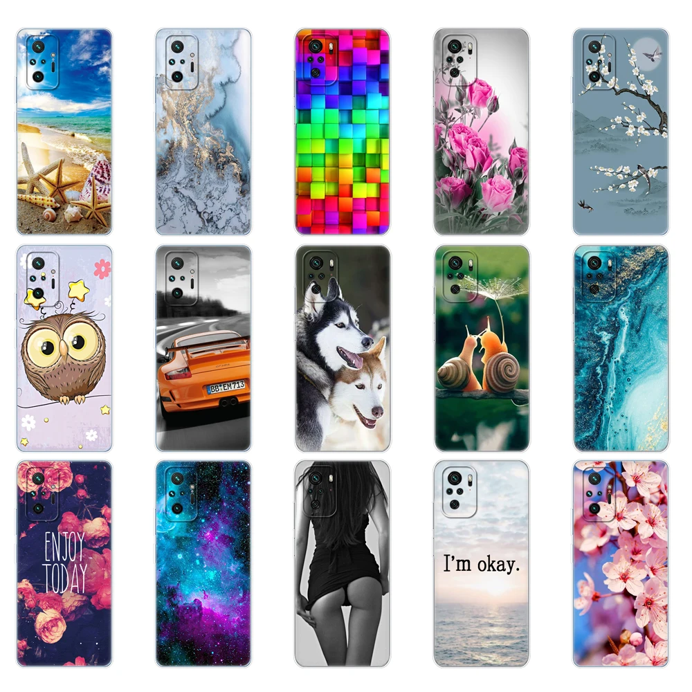 for xiaomi redmi note 10 10s case 4g 5g silicon soft tpu back on redmi note 10 pro global phone cover note10 s bumper etui funda free global shipping