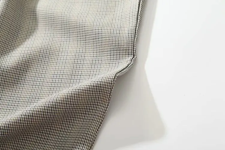 

Vintage Plaid High Waist Women Leg Wide Pants Casual Loose Button Suit pants 2020 Fashion Slim Elegant Chic Pants