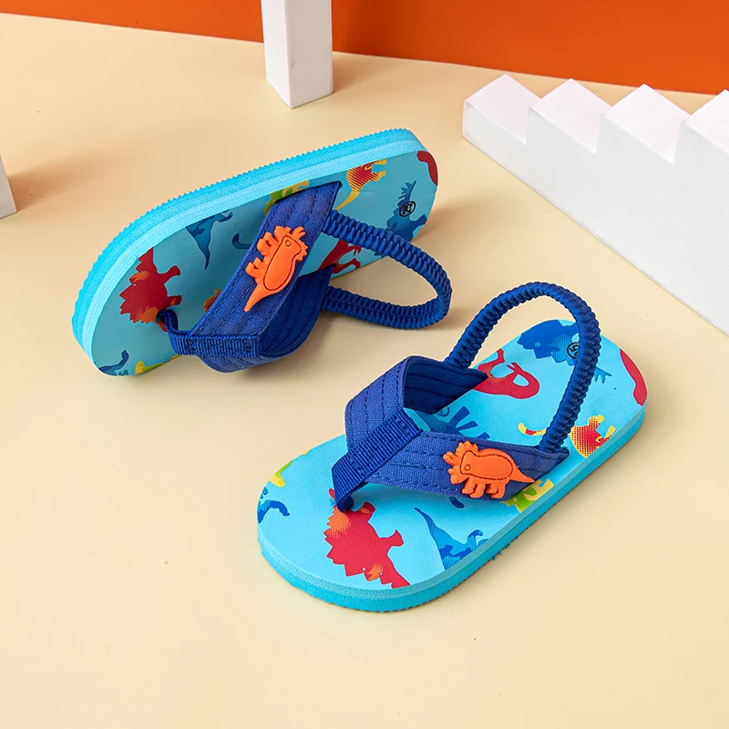 

Summer Dinosaur Children's Slippers For Boys Girls Slippers PVC Soft Non-slip 2021 Beach Sandals Kids Home Bathroom Flip Flops