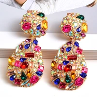 wholeslae za new colorful crystals drop earrings fine jewelry accessories for women fashion trend rhinestone pendientes bijoux