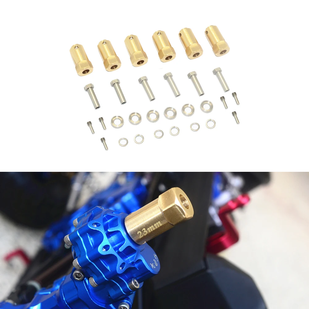 

GPM TRAXXAS 1/10 TRX-6 TRX6 6X6 G63 аксессуары для радиоуправляемых автомобилей на гусеничном ходу металлический медный шестигранный + толщиной 23 мм адапт...