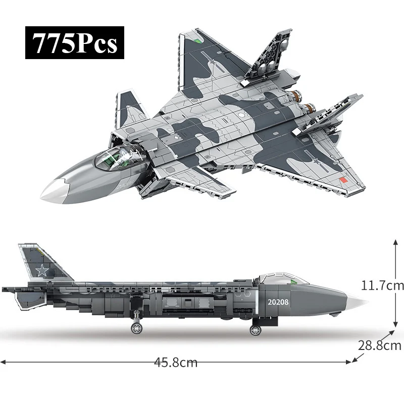 

Military Series J20 Fighter Airplane Model Building Blocks Z-20 Attack Helicopter WW2 Aircraft With Figure Bricks Toys Boys Gift
