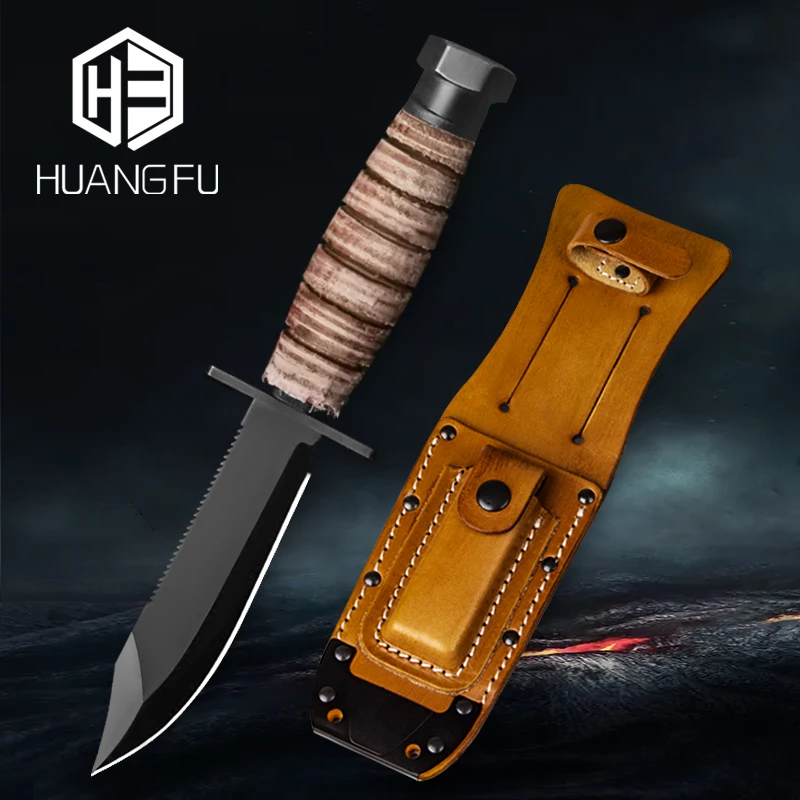 1095 охотничий нож из углеродистой стали с фиксированным лезвием Военный кобурой