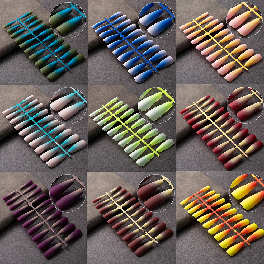 

20pcs/Bag Detachable Full Cover Artificial Manicure Tool Nail Tips Fake Nails Wearable Matte Coffin False Nails