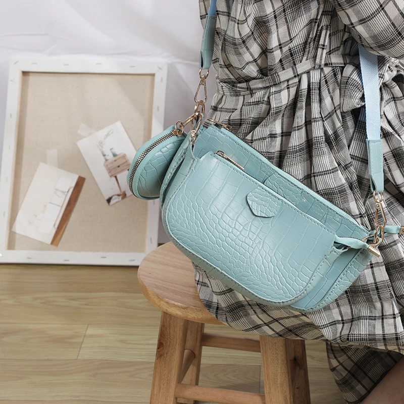 

Alligator Pattern Soft Leather Solid Color Chain Shoulder Bag Crocodile Pattern Women Crossbody Bag Handbags and Purse 2021