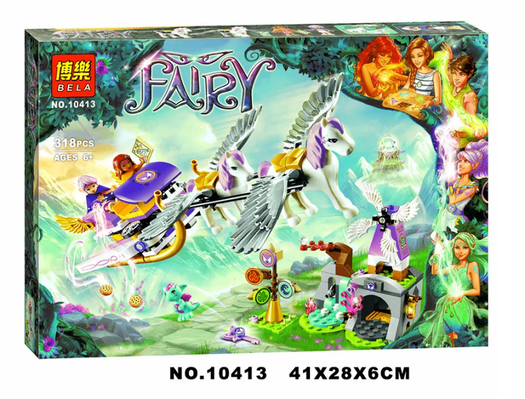 Совместимо с 10413 318 шт. Elves Friends 41077 Bela Aira's Pegasus сани фигурка строительные блоки