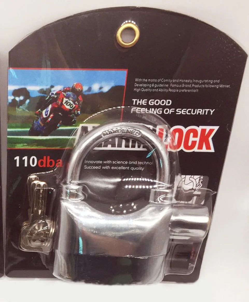 lockalarm1001-Silver Встроенный датчик движения Bemodst, безопасность 110дб, сирена, сигнализация, замок, универсальный Противоугонный замок для велосипеда, мотоцикла, двери ворот - Цвет: lockalarm1001-Silver