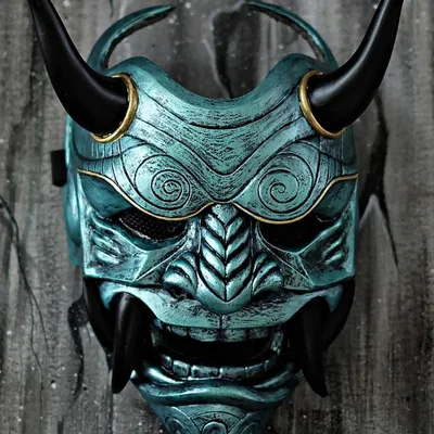Halloween Prajna Mask Collective Decorative Latex Japanese Buddhism Ghost Scary Masquerade Helmet Cosplay Props | Дом и сад