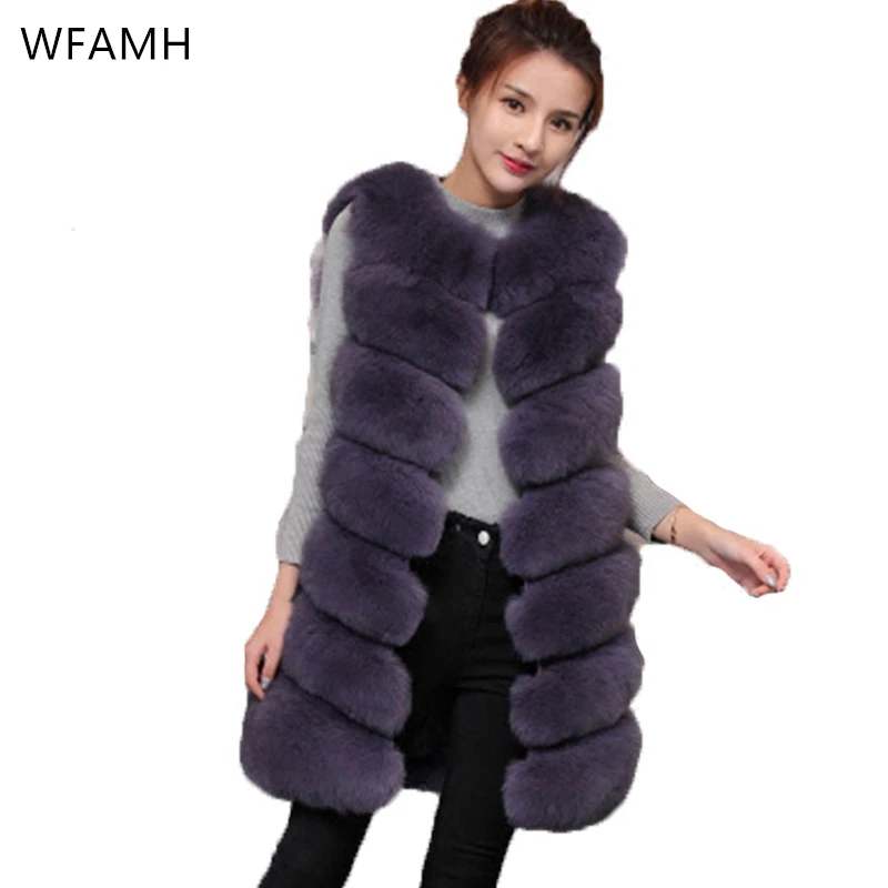 Fashionable Fur Waistcoat Women's Mid-length New Slim Slimming Fox Fur Fur Coat Vest Vest Coat O-Neck