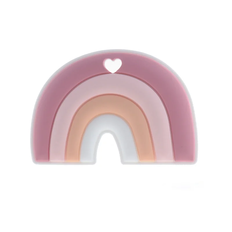 Fkisbox-mordedor de silicona de arco iris para beb&eacute;, juguetes de dentici&oacute;n infantil sin BPA, accesorios, cadena calmante para chupete de lactancia, 10 piezas-3