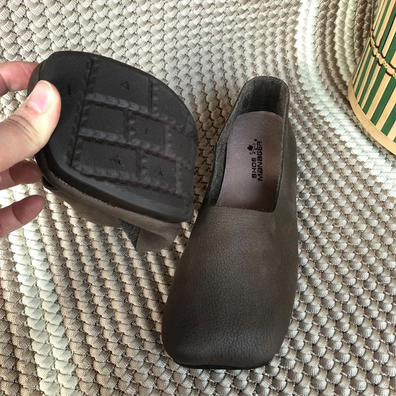 

VALLU2020 spring new handmade retro lazy shoes soft bottom soft cowhide overshoes