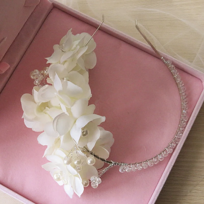 HIMSTORY Luxury Wedding Handmade Lace Silk Yarn Headband Floral Flower Pearl Beads Crystal Hairbands Girl Hair Accessories | Украшения и