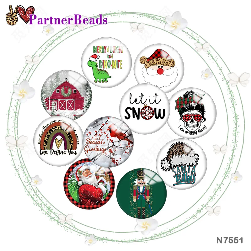 

Christmas Santa Claus Image printing metal DIY snap button accessories Fit bag hat Clothes shoes N7551