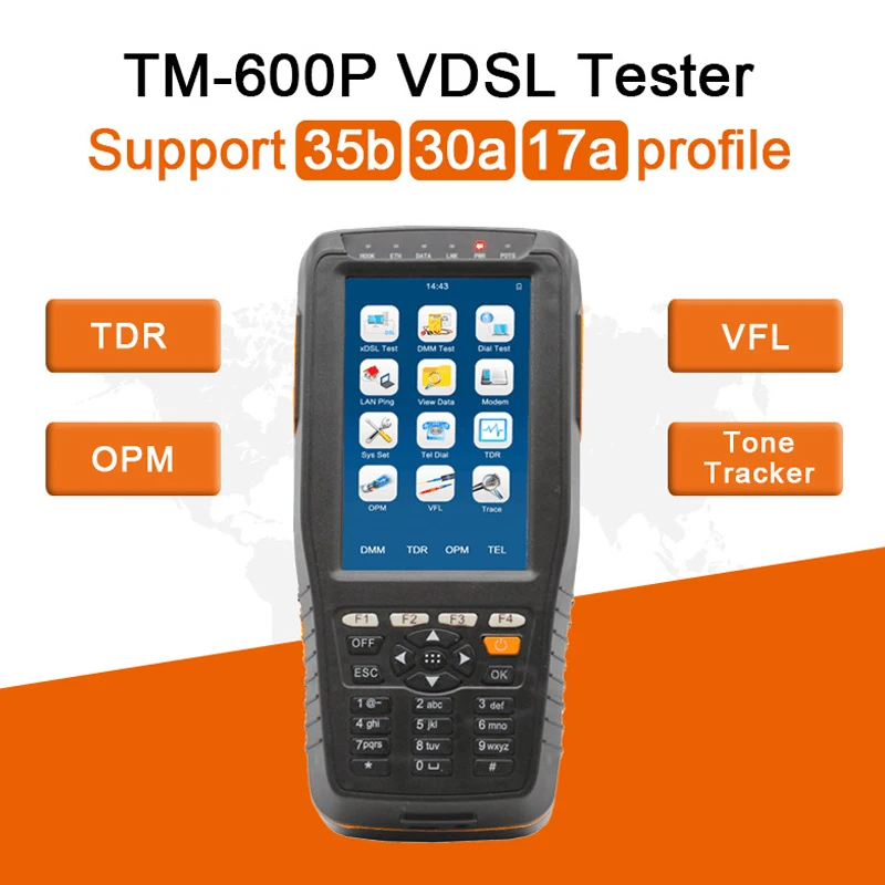 TM600P VDSL тестер измеритель pwoer поддержка 35b 30a 17a Profil Полные функции TM 600 PON VFL tone tracker TDR
