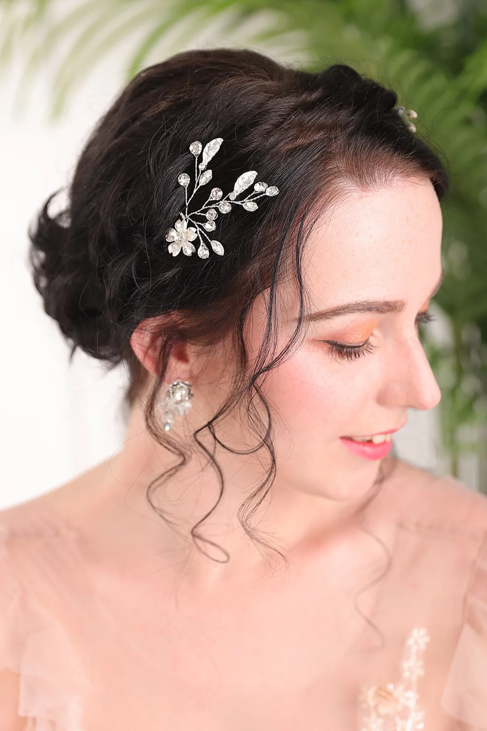 Элегантные серебряные стразы с листьями вечерние женские свадебные заколки для