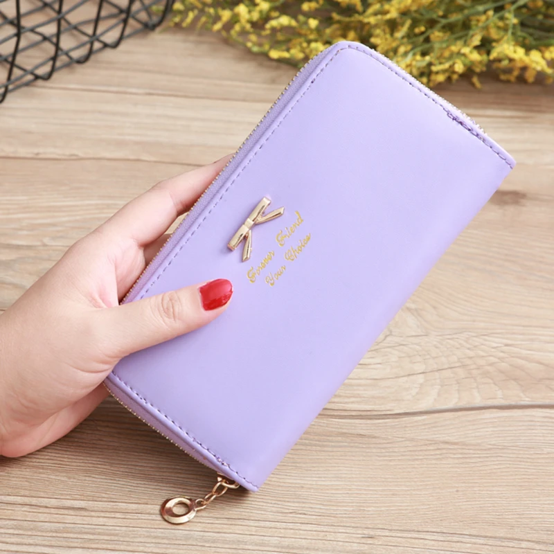

Women Long Wallet Bowknot Fashion Gift Lovely ID Credit Card Holder Money Bag Kawaii Lady Portable For Girls Female Long Purse