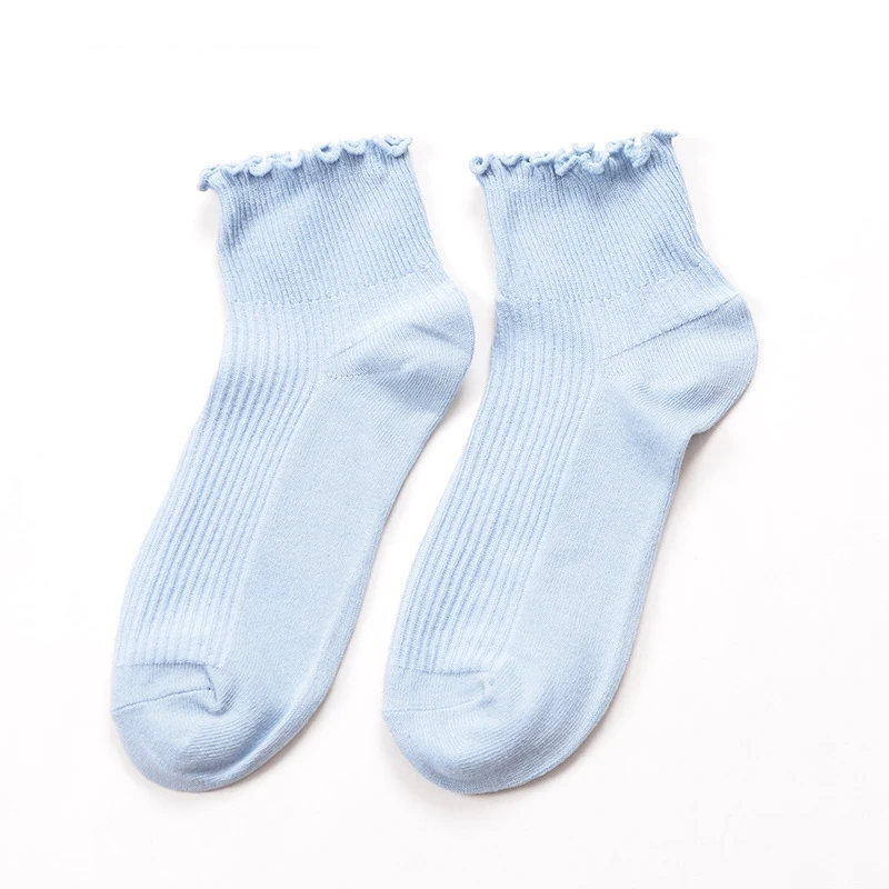 Новые модные весенне летние носки тонкие однотонные хлопковые с декоративной