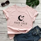Детская футболка Moon из 100% хлопка, в стиле ретро, Женская Повседневная летняя футболка с коротким рукавом, с рисунком в стиле хиппи, футболка, наряды