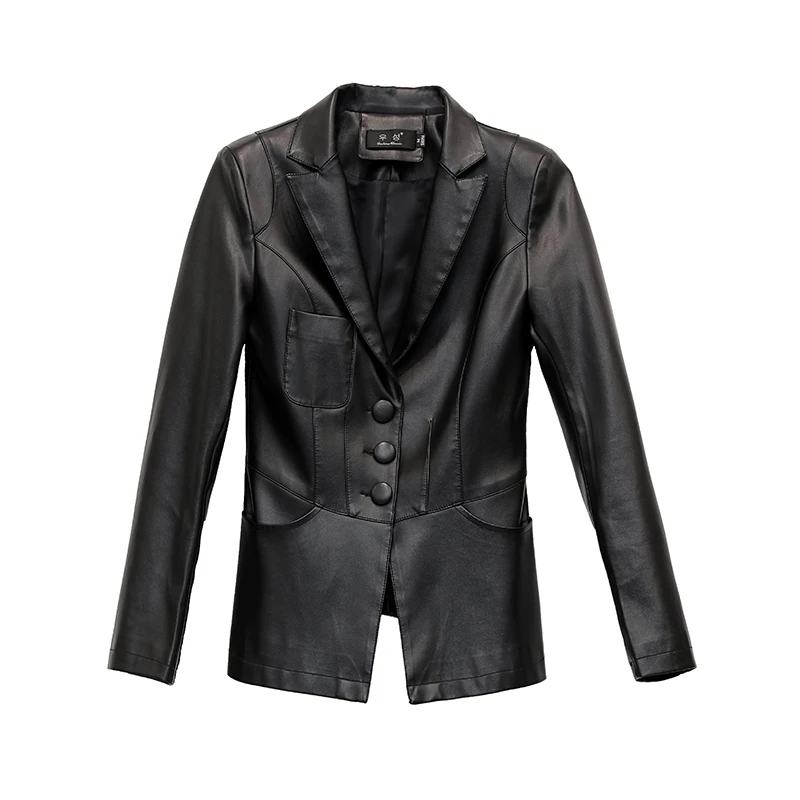 Новинка 2020 женские элегантные кожаные блейзеры и куртки женское однотонное
