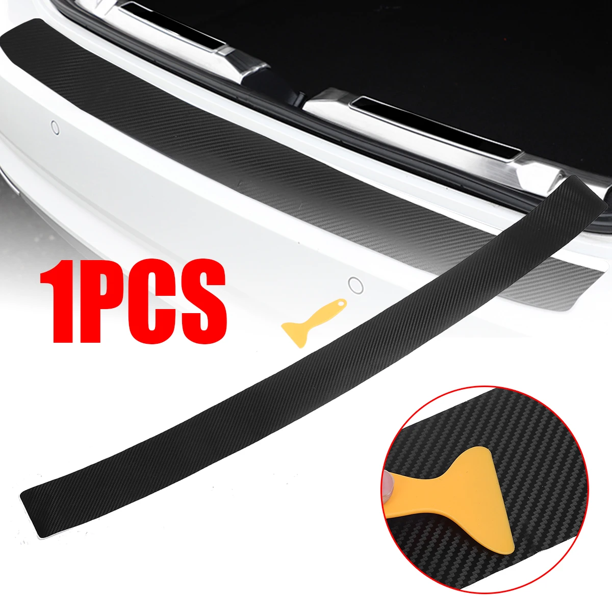 Стильная черная 3D наклейка на порог багажника из углеродного волокна