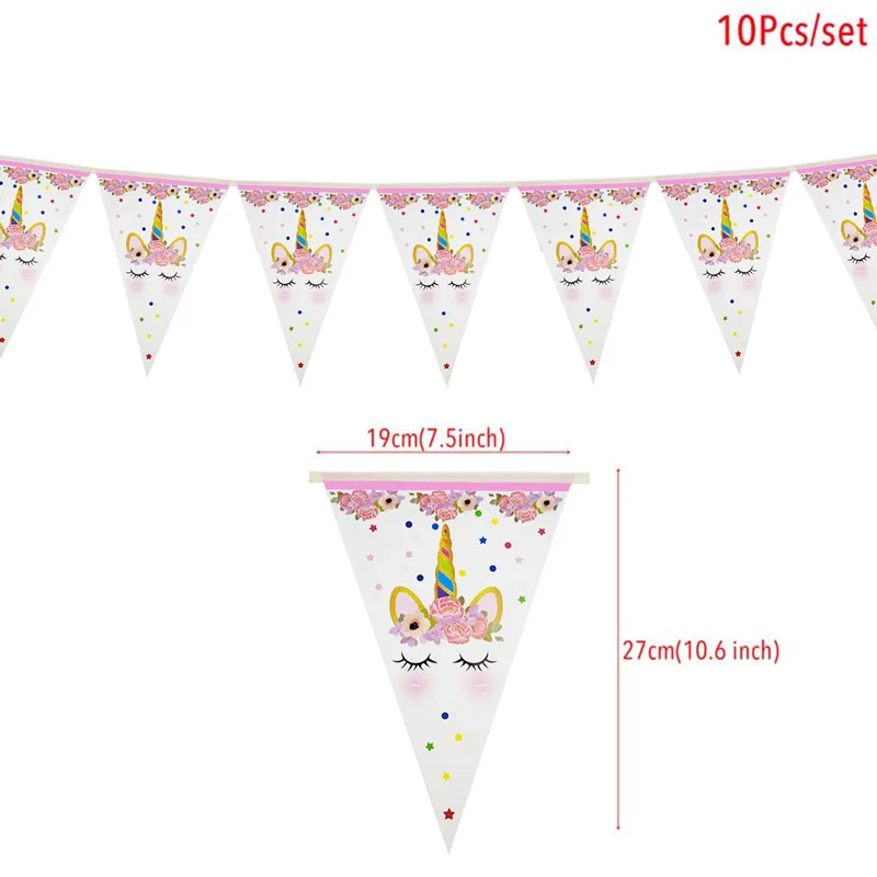 Unicorn 1st Birthday Paper Banners Happy Party Decorations Kids Hanging Garland Flag Baby Shower Supplies | Дом и сад