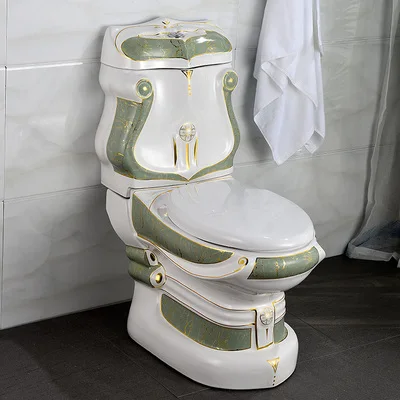 Green toilet Унитаз в европейском стиле с тиснением, роскошный цвет, золотой, зеленый, синий, туалет высокого класса, для дома, отеля, виллы, Туалет - Цвет: Green toilet
