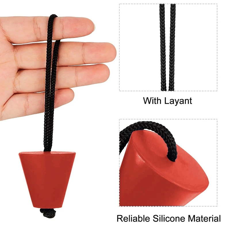

8Pcs Universal Silicone Kayak Scupper Plug Kit Canoe Drain Holes Stopper Bung Replacement Part with Lanyard