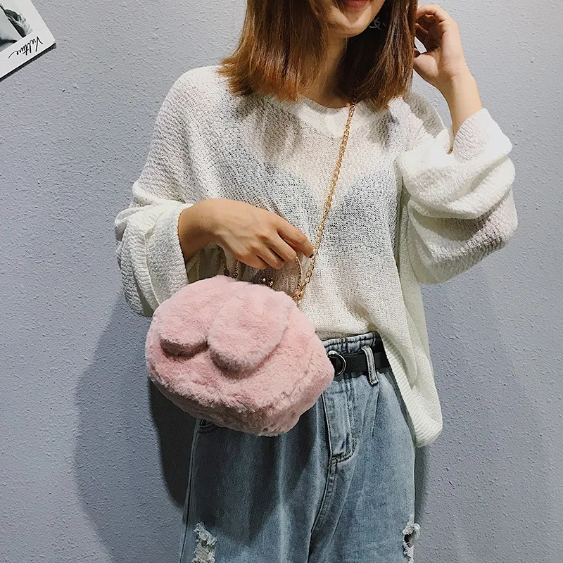 

Rabbit soft artifical Fur Children crossbody bag shoulder bag animal bag