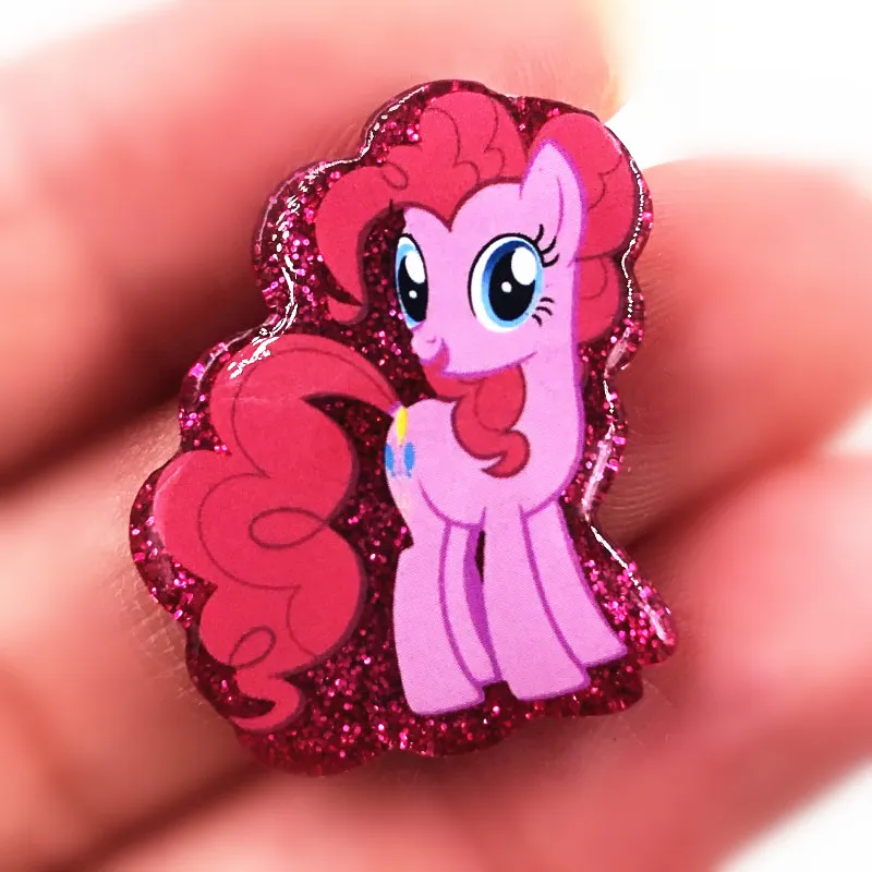 5 шт./компл. Мультяшные блестящие резиновые аксессуары с плоским основанием My Little