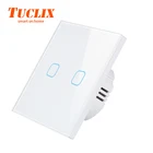 TUCLIX ЕСВеликобритания универсальный настенный выключатель света 110-240 в панель из хрустального стекла переключатель 2 комплекта 1 направленный водонепроницаемый Сенсорный контроль белый