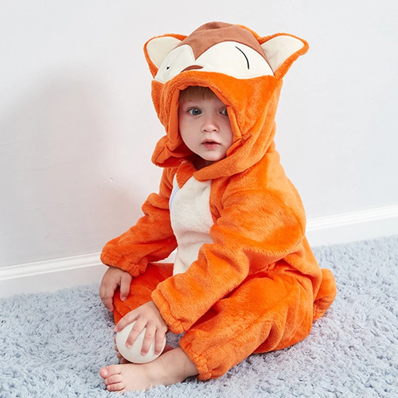 Зимний комбинезон для новорожденных детская одежда с капюшоном из мультфильма