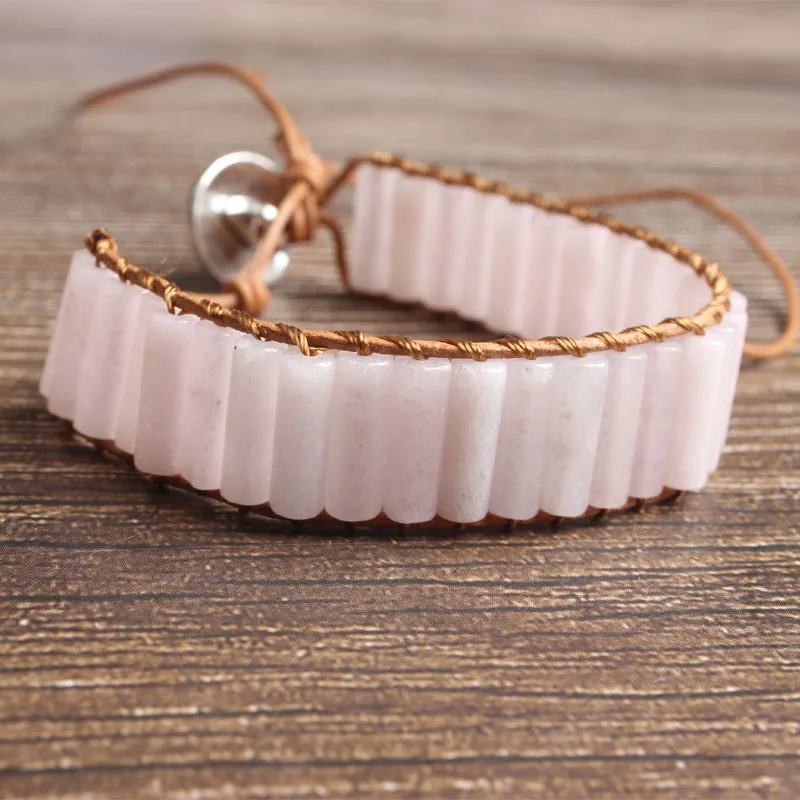 Браслет плетеный из натурального Императорского камня прямоугольная колонна 4