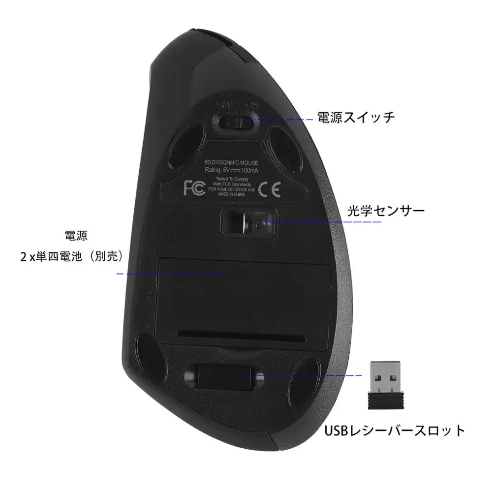 Вертикальная Эргономичная мышь 2 4 ГГц USB Беспроводная игровая 1600DPI светодиодный