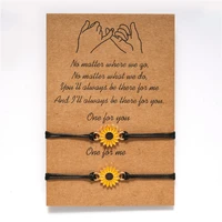 the new friendship card bracelet european and american personality alloy drip oil sunflower wax thread braided bracelet bracelet