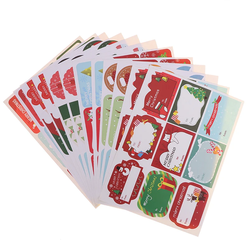 

108Pcs/12Sheets Merry Christmas Written Stickers Handmade Cake Packaging Sealing Label Stickers for Baking DIY Gift Stickers