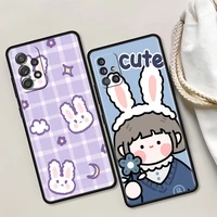 fitted soft case for samsung a51 a12 a21s a71 a52 a31 a32 a02s a72 a11 a41 a42 a22 phone cover cute girl bear rabbit tpu capa
