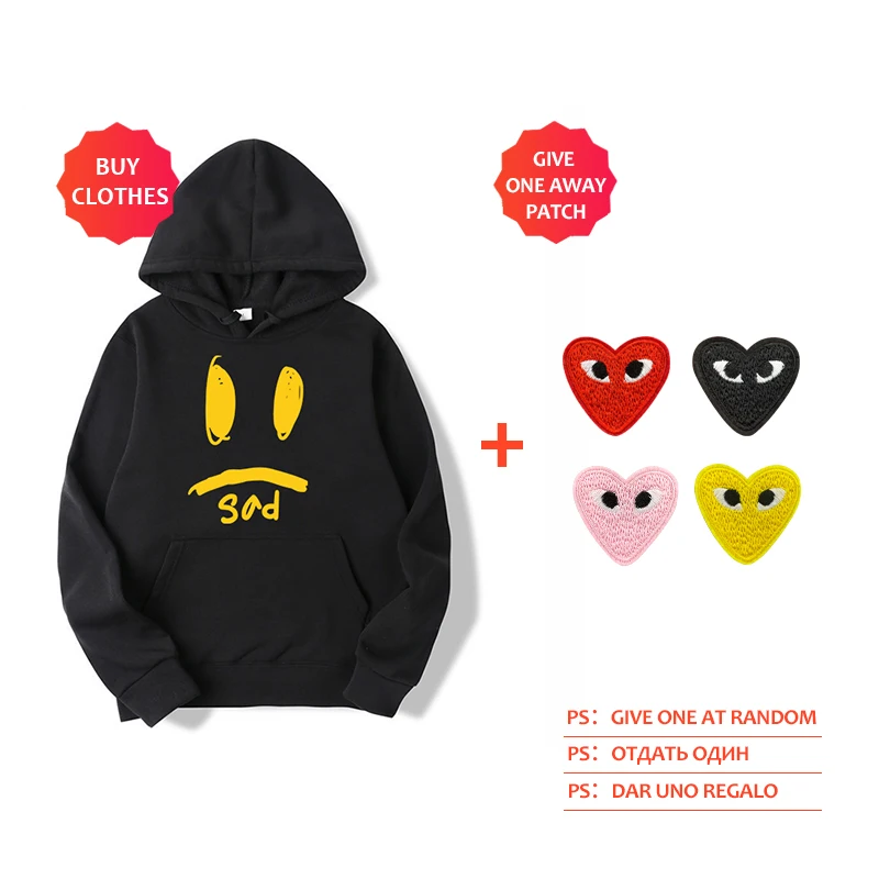 

AX brand Sad face pattern Hoodies men's/women's casual Pullover Youth Street Hip hop Hooded Sweatshirt Spring and autumn clothes
