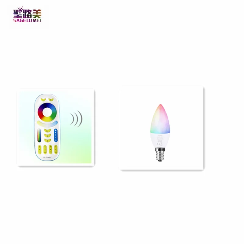 

AC100~240V 50/60Hz FUT108 E14 4W RGB+CCT Dimmable Candle Light 2.4G RF Wireless remote or wifi control