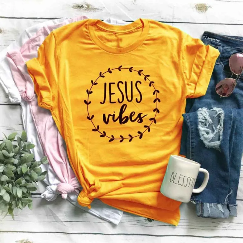 Jesus Vibes Графические Рубашки Женская Повседневная Эстетическая футболка для