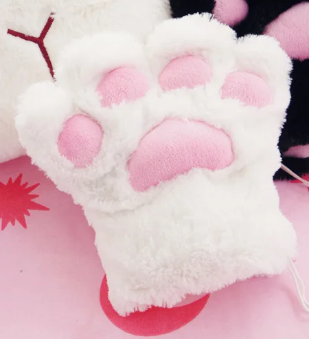 

Japanese Women 1Pair Cute Kitten Paw Mitten Soft Sister Lolita Plush Lovely Winter Warm Girls Fluffy Cat Claw Gloves