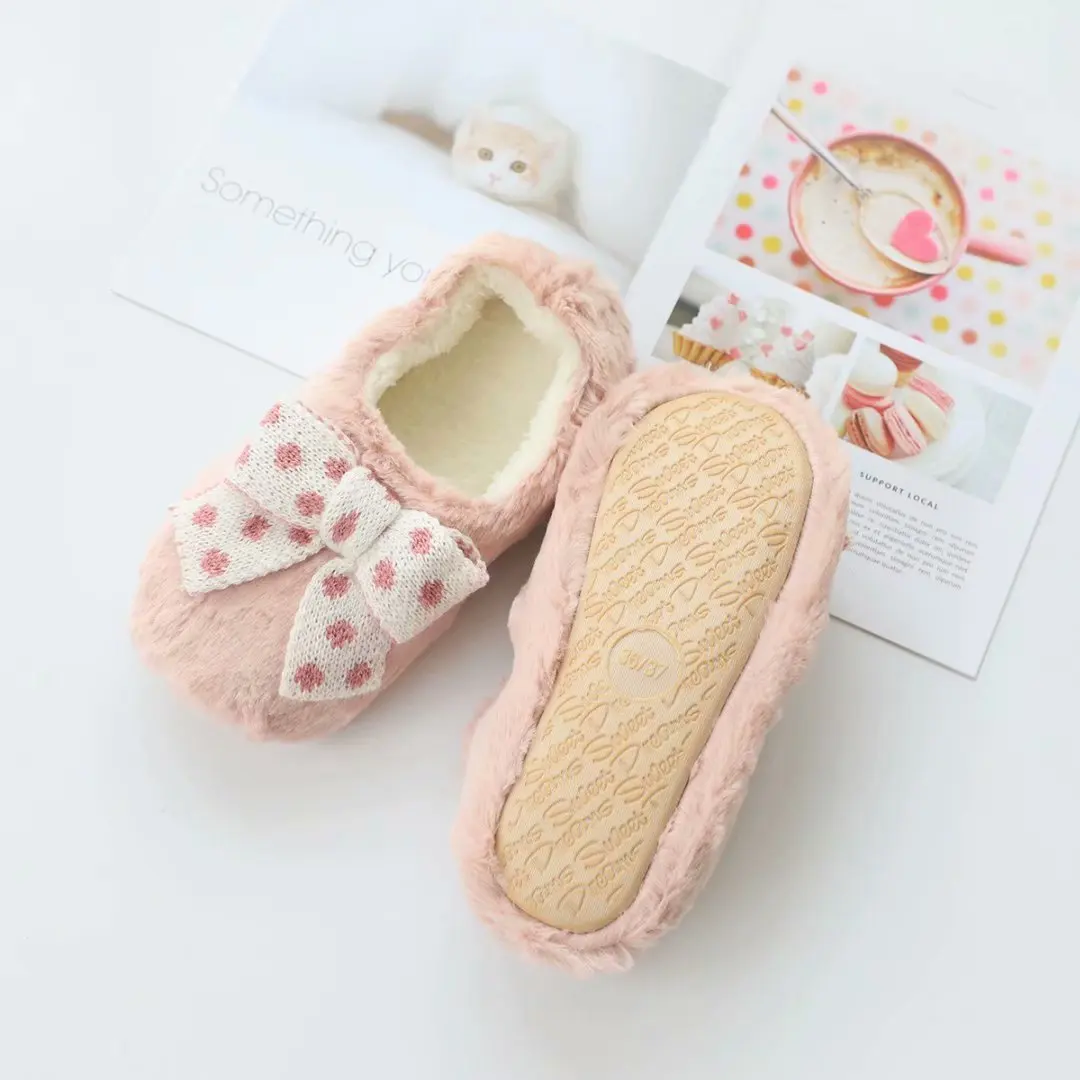 

Maggie's Walker Womens Shoes Zapatos De Mujer Women's Winter Home Furry Bow-knot Indoor Slippers Indoor Warm Women Slippers