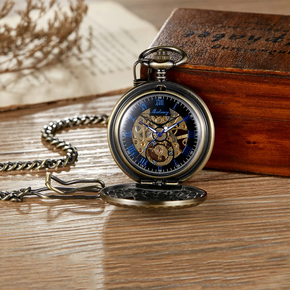 Antique Retro Mechanical Pocket Watch Men Arabic Numerals Dial Women Chain Pendant Hand Winding Luxurious Exquisite Clock Gifts