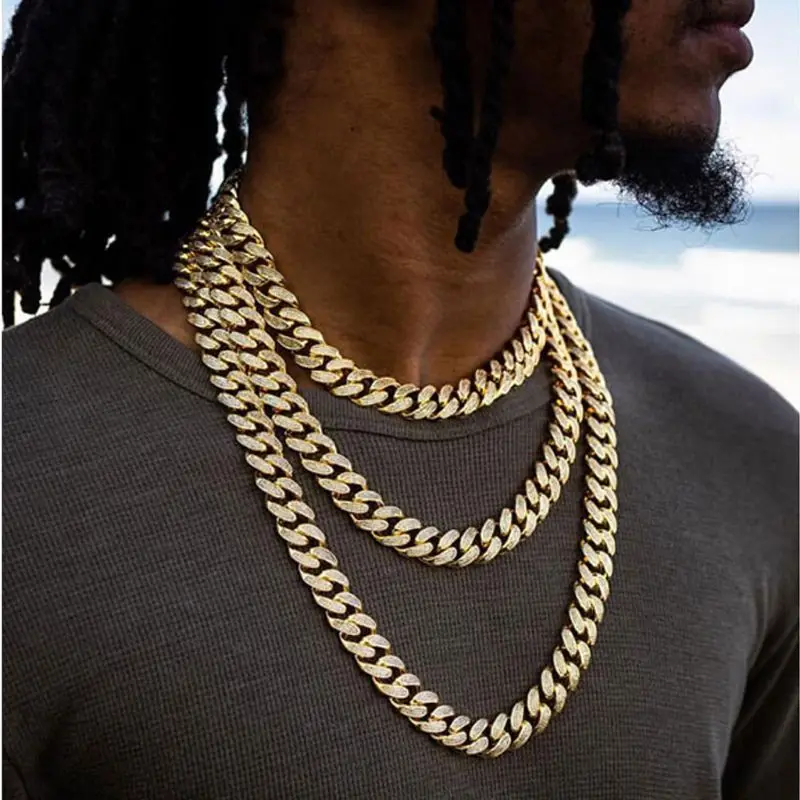 

Personality Hip-Hop Style Diamond-Encrusted Watch+Bracelet+Necklace -3pcs/set Man Watch Set