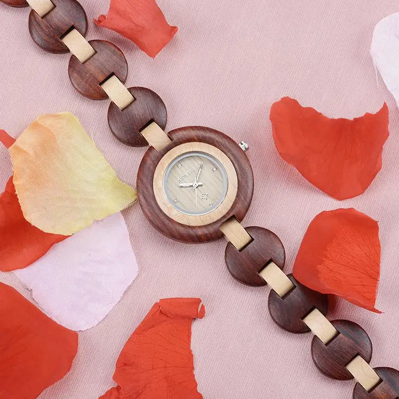 Женские часы BEWELL деревянные для женщин Роскошные Деревянные дамские с ремешком