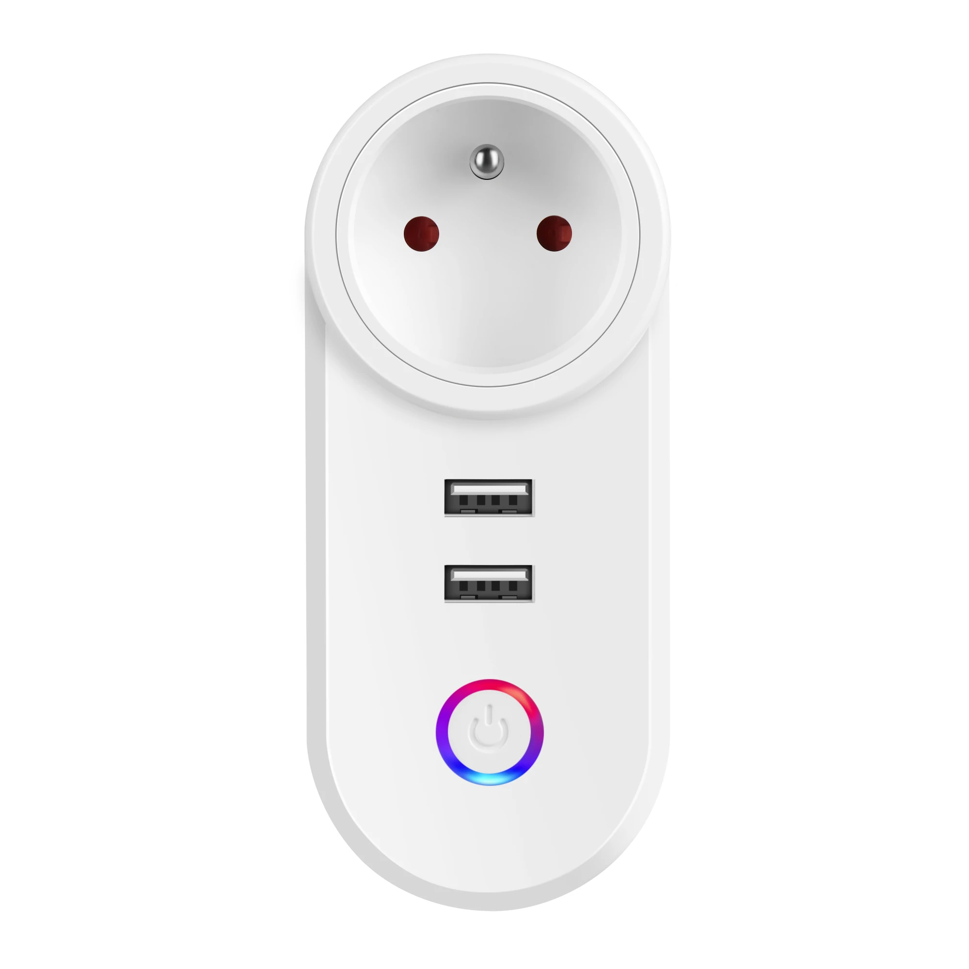 EU plug Умная розетка USB, умная розетка WiFi, пульт дистанционного управления, таймер, два выхода USB, голосовое управление, работает с приложением Google Home Alexa Tuya - Цвет: EU plug