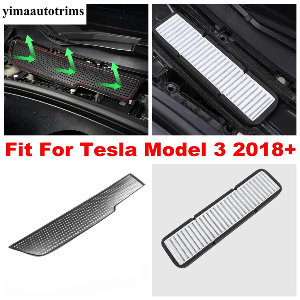 

Accessories For Tesla Model 3 2018 - 2021 Air Conditioning Inlet Filter Protection Panel Flow Vent Anti-blocking Cover Trim