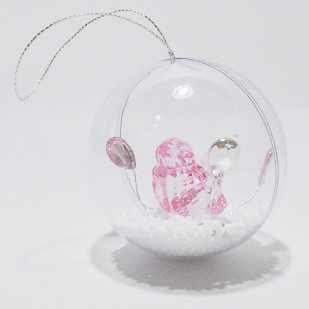 Pink 8 см Рождественский шар пластиковые прозрачные шарики DIY Безделушка Рождественские Елочные висячие украшения вечерние украшения - Color: Pink