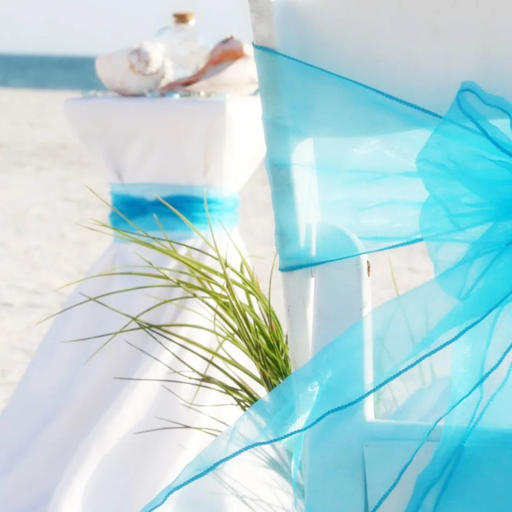 

FR Stock 100Pcs Organza Chair Sashes 18cmx275cm Bow Cover Chair Sashes Tulle DIY For Wedding Banquet Events &Party Decoration