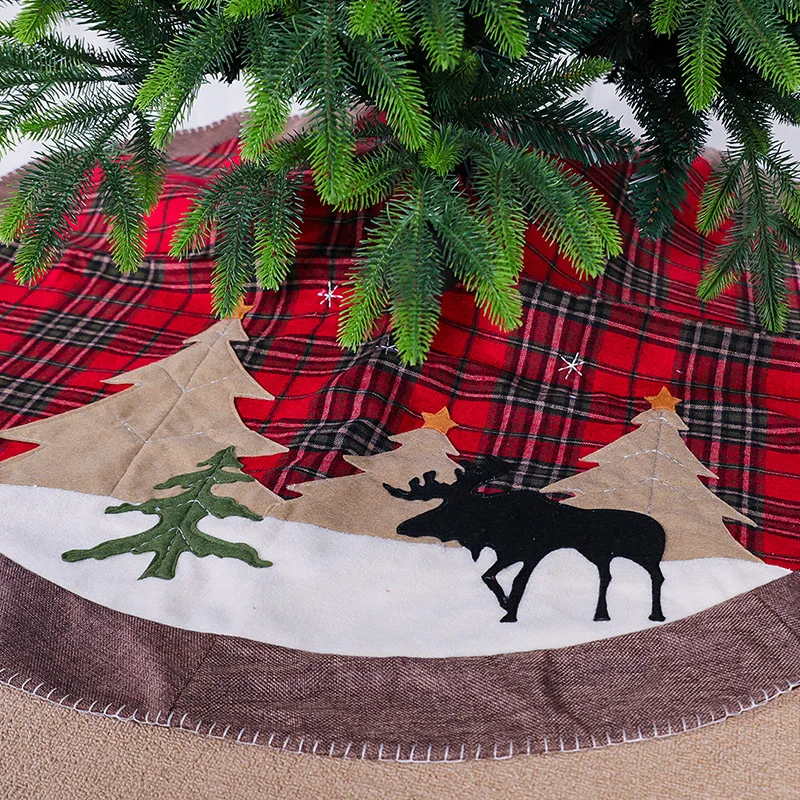 107 см красная клетчатая юбка для рождественской елки с лосем тканевая ковер