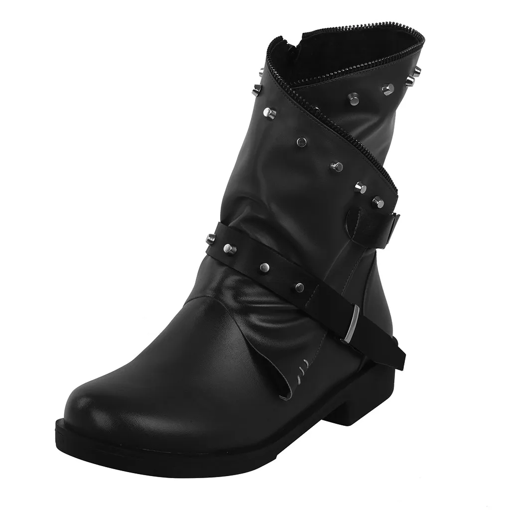 Женские кожаные ботинки в байкерском стиле готическом панк милитари с закрытой